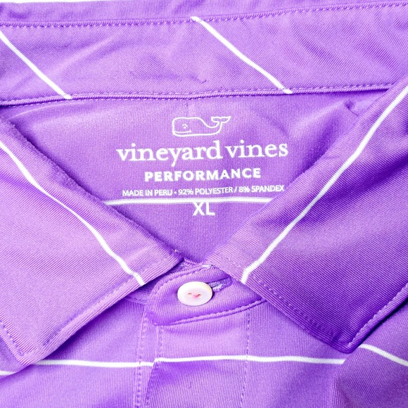 Vineyard Vines Performance Polo Shirt Men's XL Purple Striped Short Sleeve Golf - Picture 3 of 7